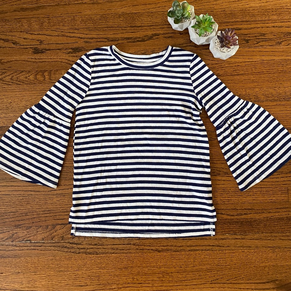 Striped Top with Balloon Sleeves